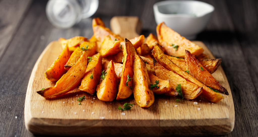 Sweet Potato Wedges with Eggs